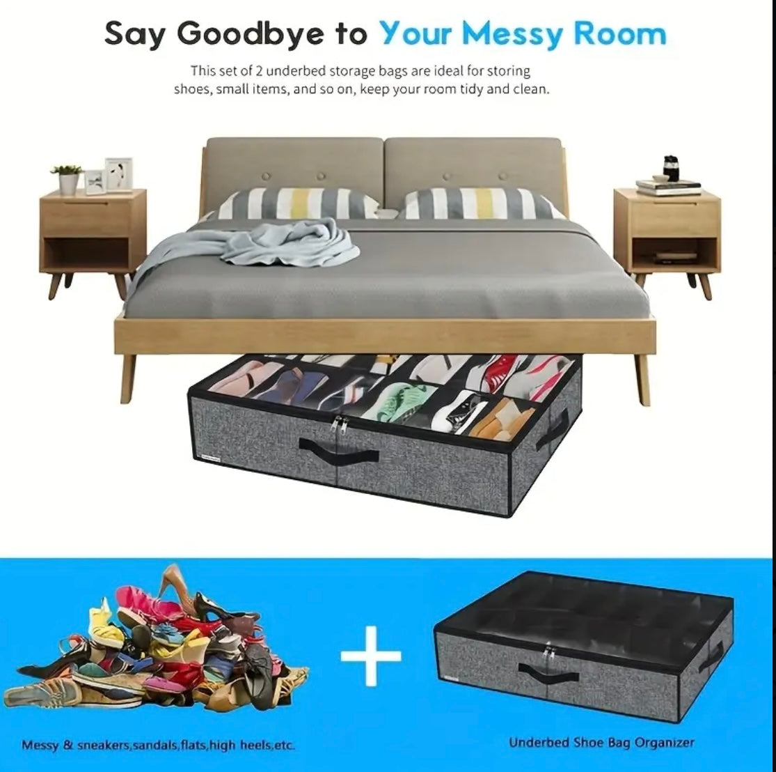 1pc/2pcs Set Stackable Under Bed Shoe Storage