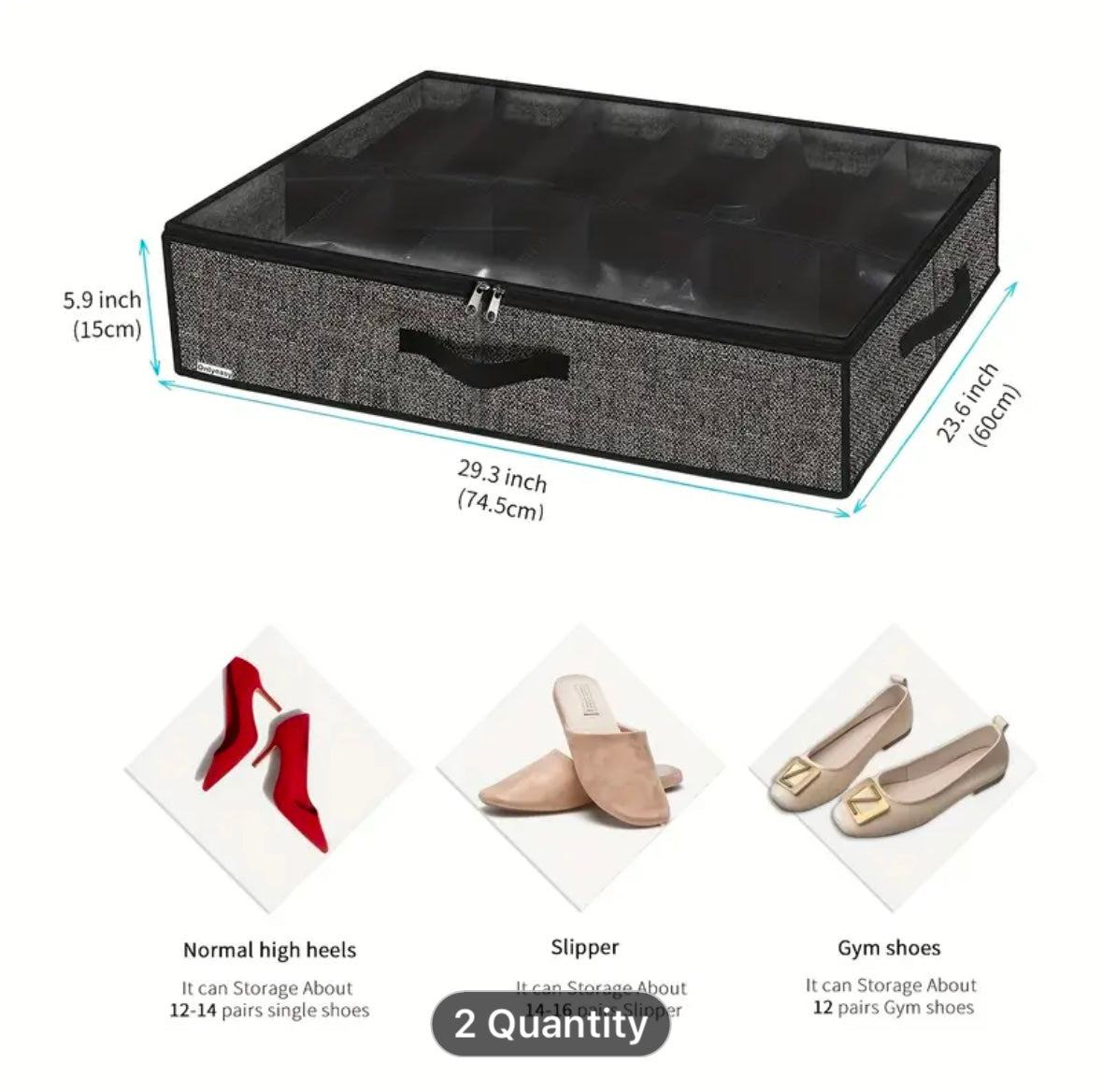 1pc/2pcs Set Stackable Under Bed Shoe Storage