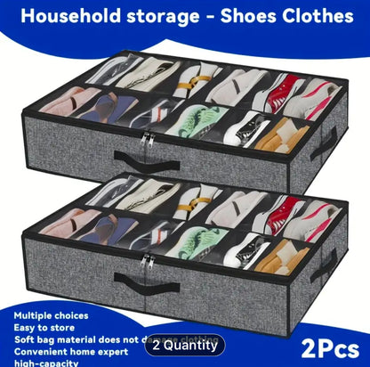 1pc/2pcs Set Stackable Under Bed Shoe Storage
