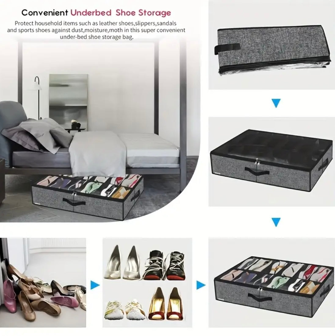 1pc/2pcs Set Stackable Under Bed Shoe Storage